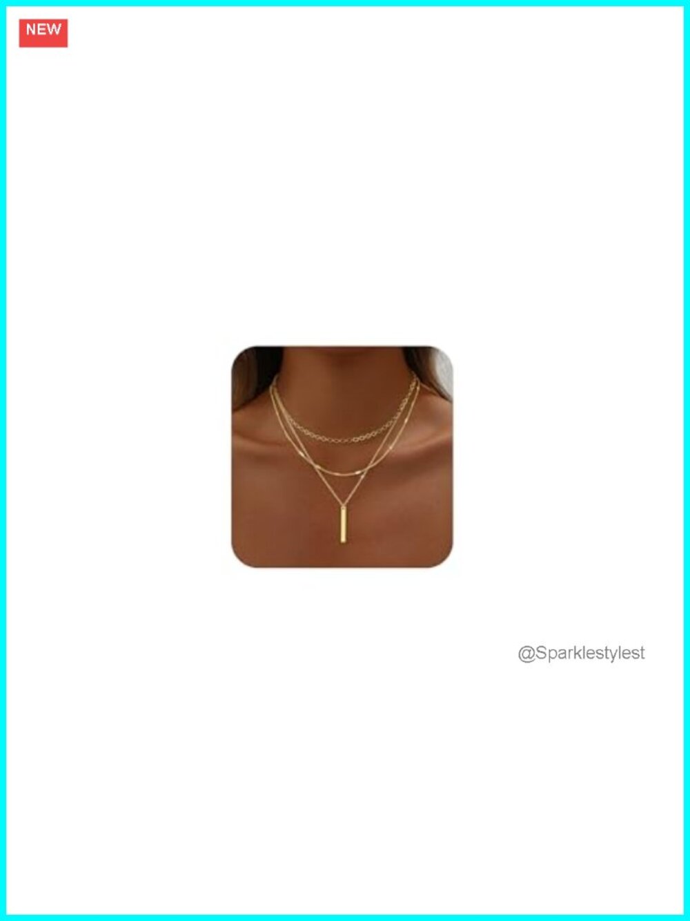 Layered 14K Gold Plated Necklace for Women Stack Long Pendant